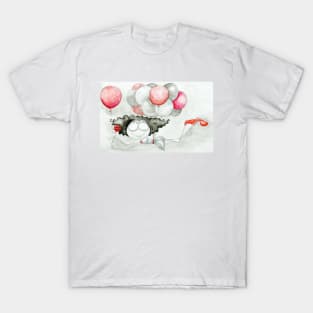 Balloons Girl Drawing T-Shirt